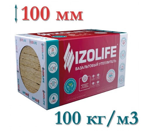 Утеплитель для верхнего слоя вентилируемого фасада IZOLIFE ВЕНТ ПРОФ 100мм (2,16м2) плотность 100 кг/м3