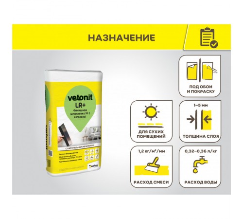 Полимерная финишная шпаклевка  VETONIT  LR+  20 кг