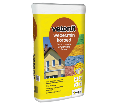 Белая минеральная штукатурка Vetonit Weber.min КОРОЕД 2мм