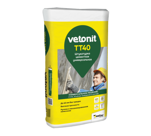 Штукатурка цементная универсальная vetonit TT40 25 кг