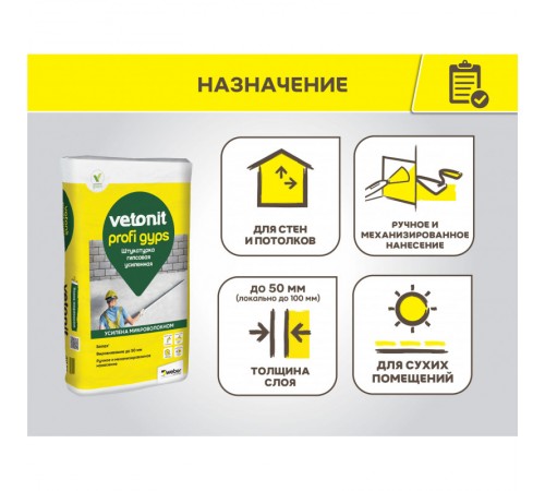 Штукатурка усиленная гипсовая VETONIT Profi Gyps  30 кг