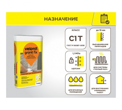 Клей для камня, плитки и керамогранита VETONIT GRANIT FIX  25 кг