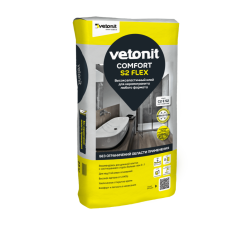 Высокоэластичный клей для керамогранита любого формата  Vetonit Comfort S2 Flex 25 кг