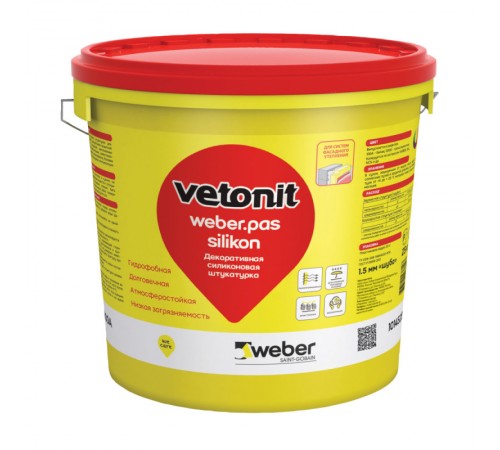 Силиконовая декоративная фасадная штукатурка Weber.Pas Silicon короед 2 мм (25кг)
